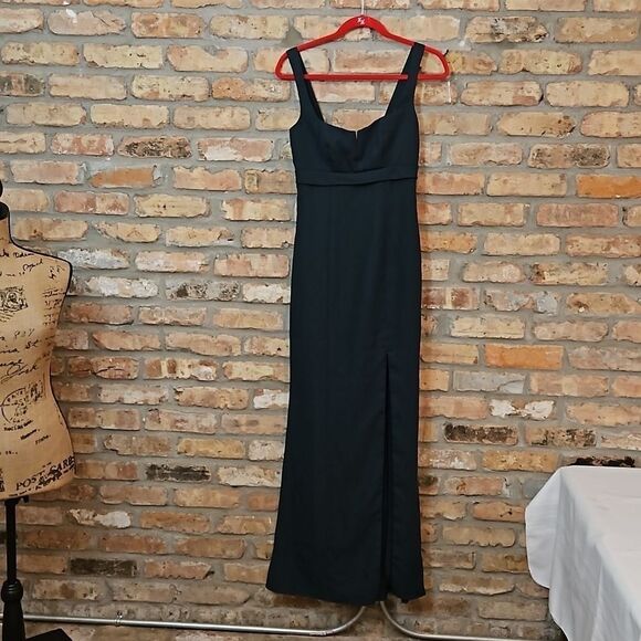 NWT After Six Evergreen Crepe V notched Bodice Maxi gown size 0 - Picture 2 of 12